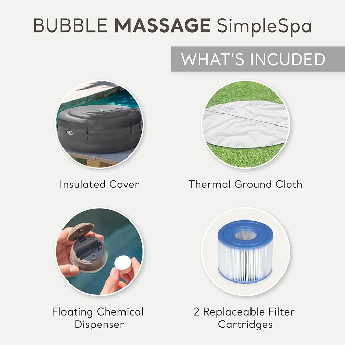 INTEX 28483E SimpleSpa Inflatable Hot Tub 4 Person Bubble Massage Spa: Includes - Image 6