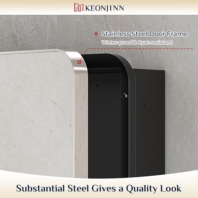 Keonjinn 20 x 32 Inch Chrome Medicine Cabinets - Image 4