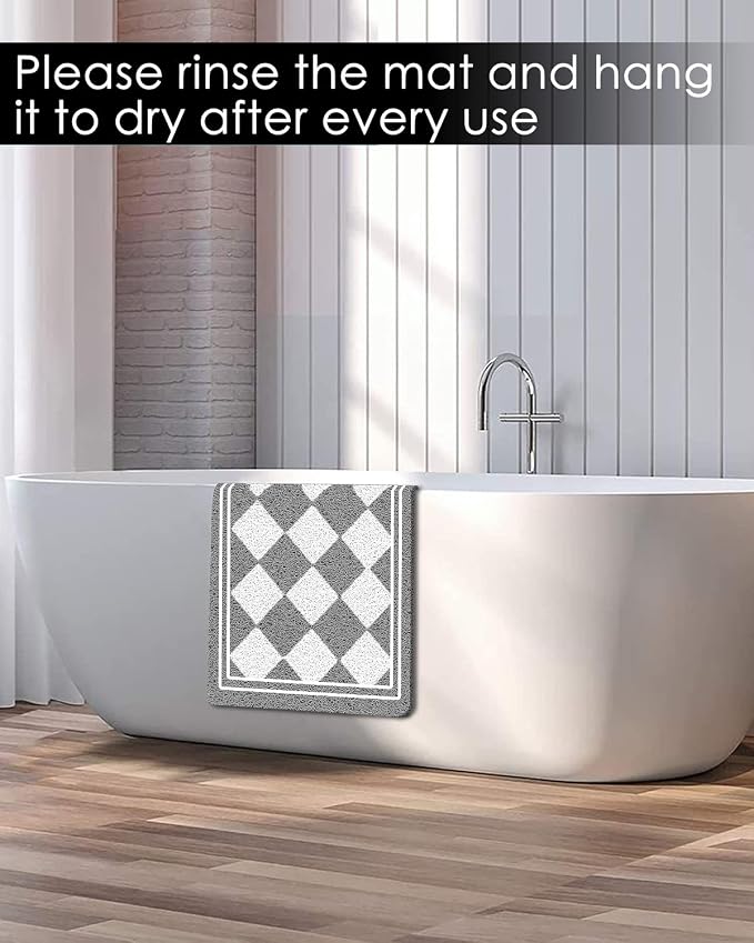 godehone Shower Mats Non Slip Without Suction Cups, PVC Loofah Bathroom Mats - Image 6