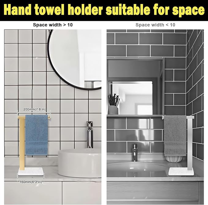 Stainless Steel L-Shaped Hand Towel Holder, SUS304 Bathroom Towel Rack - Image 3