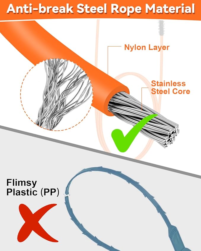 32 Inch Drain Snake, Anti-Break Metal Hair Removal Tool - Image 2