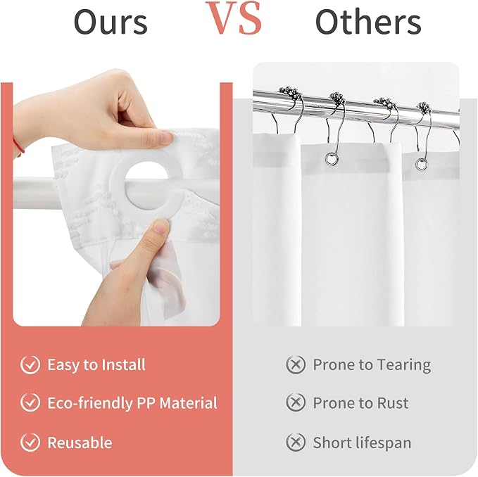 Hookless Shower Curtain with Snap in Liner 71" x 86" Double-Layer Waterproof - Image 4