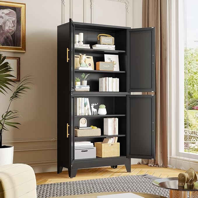 75" Tall Metal Kitchen Pantry Storage Cabinet, Freestanding Cupboard - Image 2