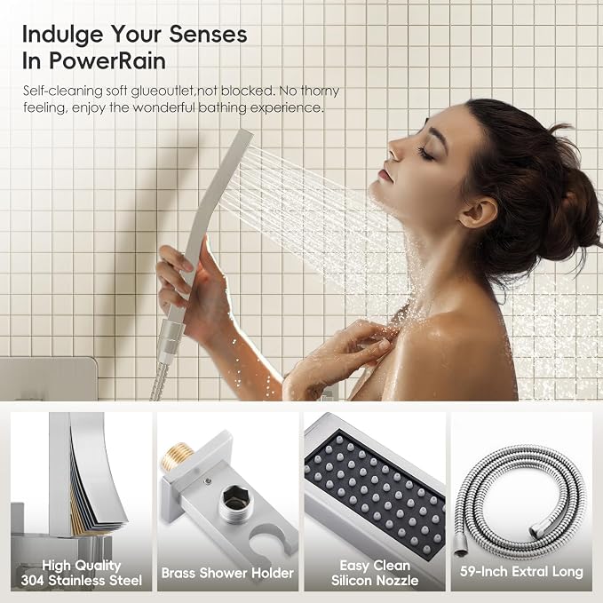 Brushed Nickel Shower System, Shower Faucet Set - Image 4