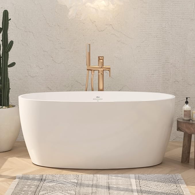 FerdY Tahiti 55" Acrylic Freestanding Bathtub, Elegant Oval Shape Soaking by FerdY