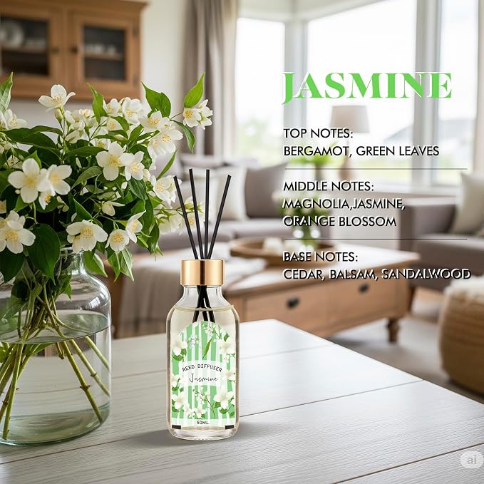 Reed Diffuser of 3 Pack, Linen Eucalyptus Jasmine Oil Diffuser Set - Image 4