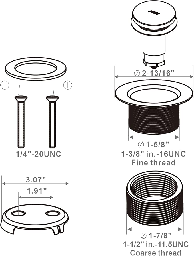 Black Bathtub Drain Tip Toe Tub Conversion Kit Assembly, Wellup Tub Drain Trim - Image 6