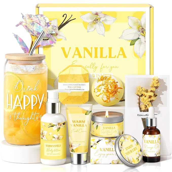 Birthday Gifts for Women, Relaxing Spa Gift Baskets for Women, Warm Vanilla by GiftPeak