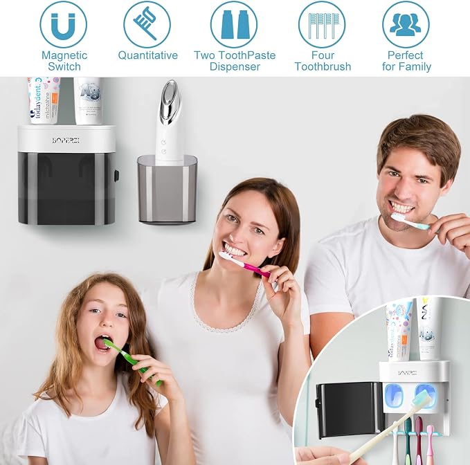 Boperzi Bathroom Razor Storage Holder and Toothpaste Dispenser Wall Mounted - Image 4