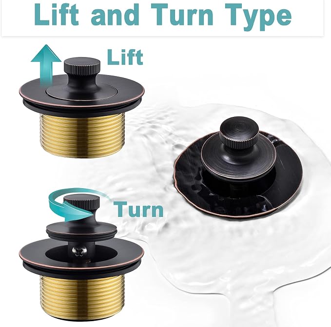 BESTILL Lift and Turn Bathtub Drain Bath Tub Trim Set Conversion Kit, Oil - Image 5