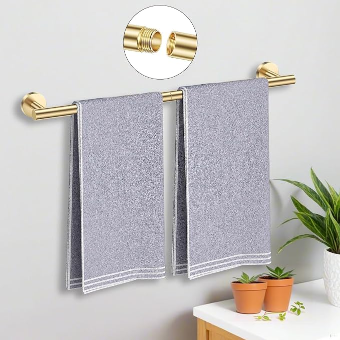 Brushed Gold Bathroom Accessories Set, 7 Pieces Gold Towel Bar Bathroom - Image 2