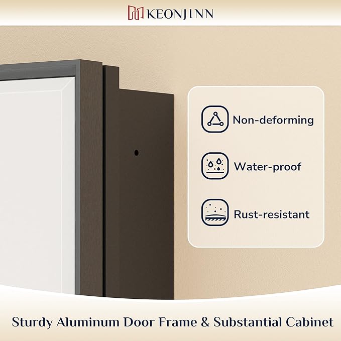 Keonjinn 24” x 30” Black Bathroom Medicine Cabinets - Image 6