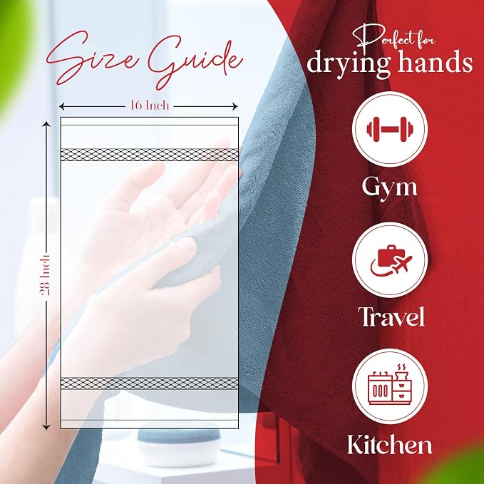 RIVERSIDE 6 Pack Premium Hand Towels Set, 16x28 inches, 100% Ring Spun Cotton - Image 2