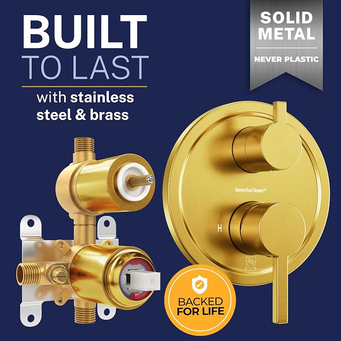 HammerHead Showers Solid Metal Two-Handle Shower Valve and Trim Kit, Volume and - Image 5