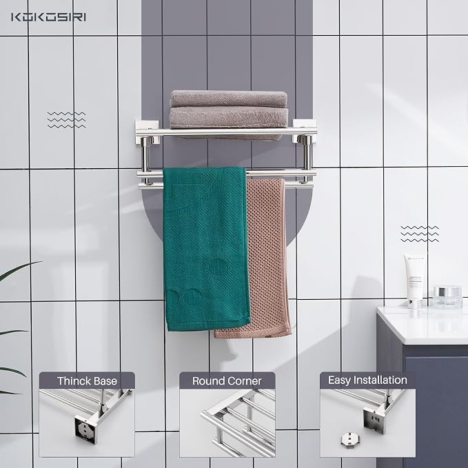 KOKOSIRI Bathroom Towel Rack Towel Holder 16 Inch Bath Towel Shelf - Image 4