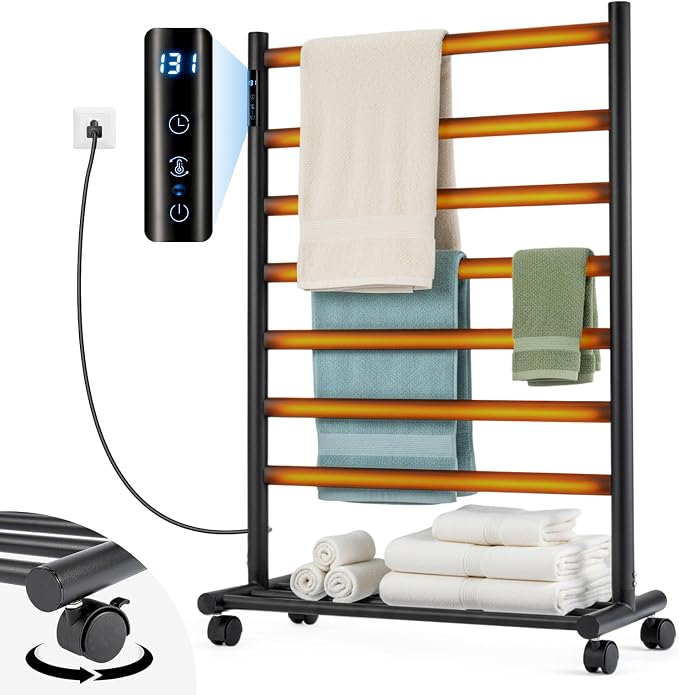 GROWNEER Upgraded Heated Towel Rack, 7 Bars Towel Warmer Rack, Wall Mounted & by GROWNEER