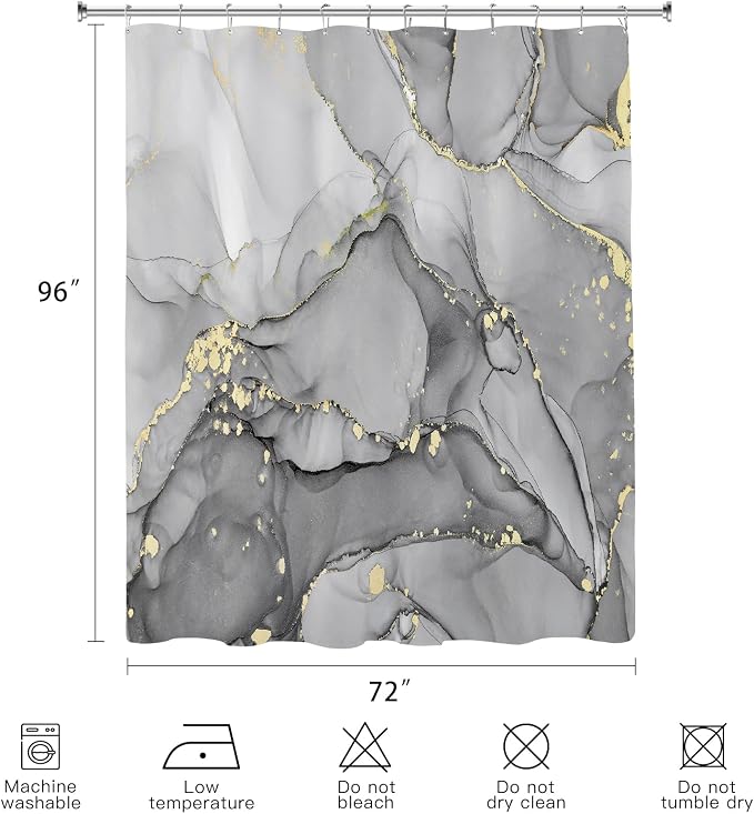 Extra Long Shower Curtain 72 x 96 Inch, Modern Luxury Art Ink Fabric Shower - Image 6
