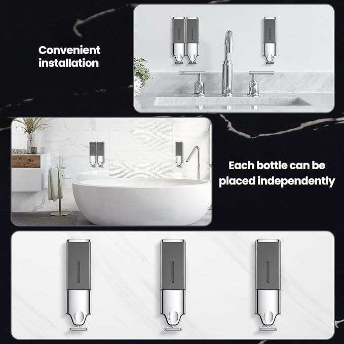 3-in-1 Quadrate Dispensers for The Shower, Shower soap Dispenser, Conditioner - Image 4