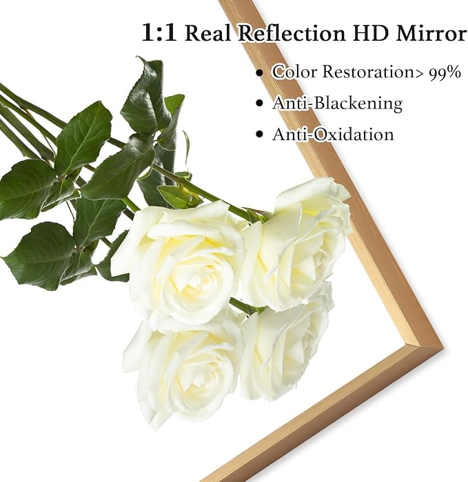 30x30 Inch Gold Bathroom Mirror, Copper-Free Mirror, Aluminum Alloy Frame - Image 4