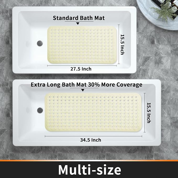 Yimobra Non Slip Bath Mat, Super Strong Suction Cups, 34.5"x15.5"Long Tub Mat - Image 6