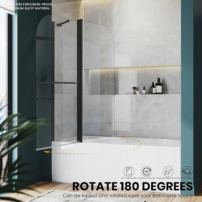 Bathroom Shower Glass Door, Tub Shower Glass Door 43”*58” Screen Panel Tempered - Image 5