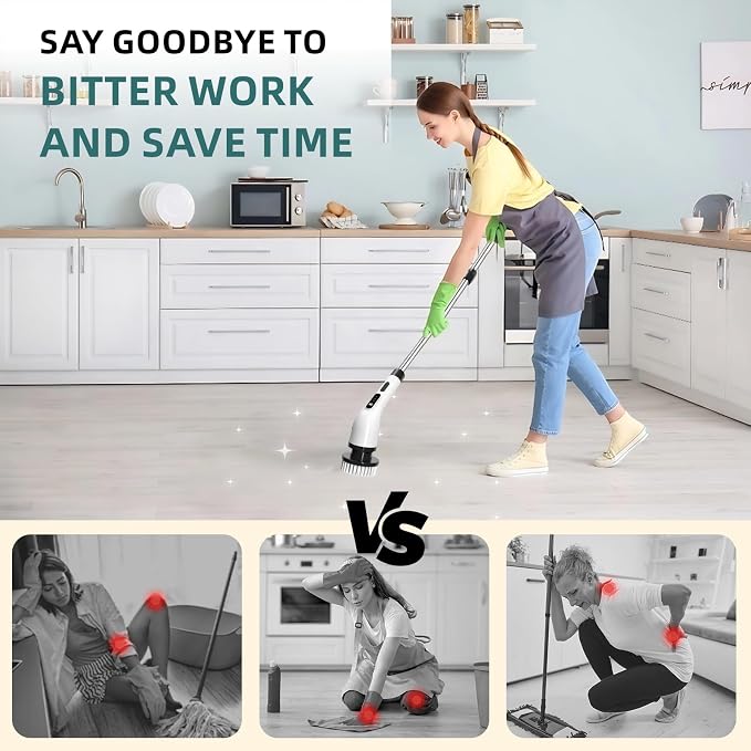 Electric Spin Scrubber for Cleaning, 9 in 1 Changeable Bathroom Scrubber - Image 6