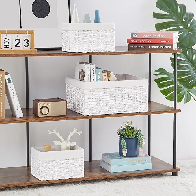 Vagusicc Wicker Basket, Decorative Rectangle Wicker Storage Basket Bins - Image 2