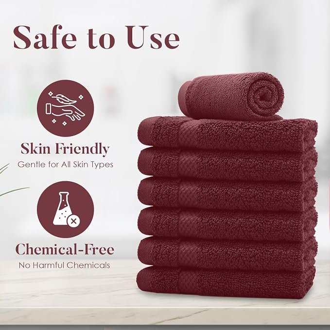 DAN RIVER 12-Pack Premium 100% Cotton Pomegranate Face Towels – Reusable Face - Image 8