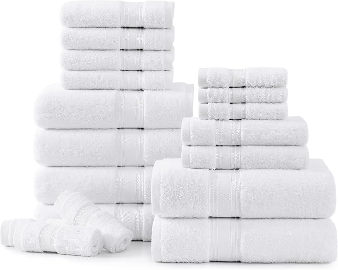 LANE LINEN Towel Set of 18 – Premium 100% Cotton, Zero Twist, 6 Large Bath Towel by LaneLinen