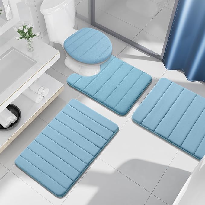 Buganda Memory Foam Bath Mat, Ultra Soft and Non-Slip Bathroom Rugs, Water - Image 2