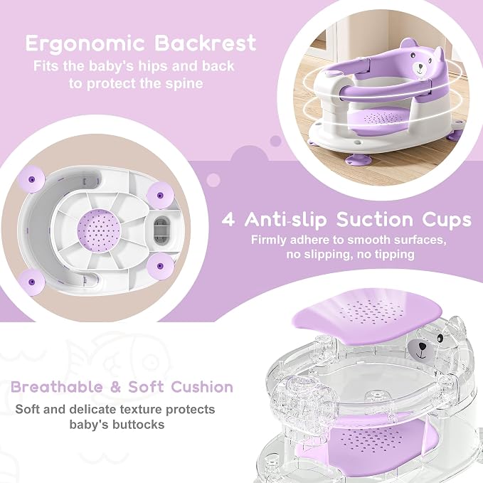 Baby Bath Seat for Babies 6 Months & Up, Toddler Bath Seats for Babies Sitting - Image 4