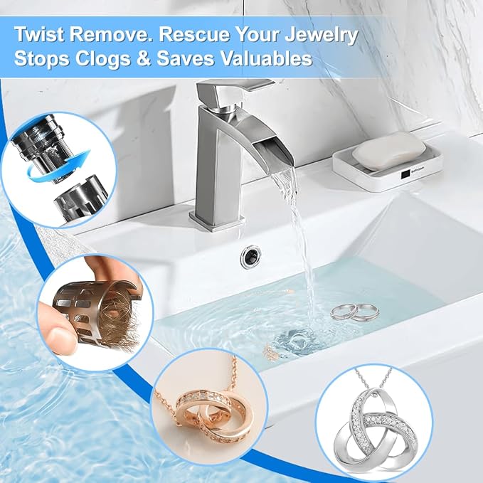 Universal Bathroom Sink Stopper Replacement, Pop Up Sink Drain Strainer Hair - Image 5