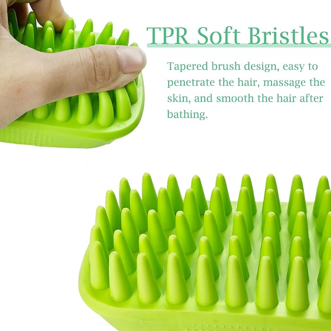 Dog Bath Brush, Pet Silicone Shampoo Brush, Rubber Shower Wash Curry Brush - Image 2