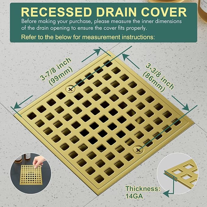 3-7/8" Brushed Gold Shower Drain Cover - Image 3