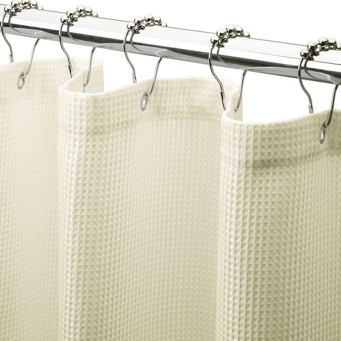 AmazerBath Waffle Shower Curtain, Heavy Duty Fabric Shower Curtain by AmazerBath