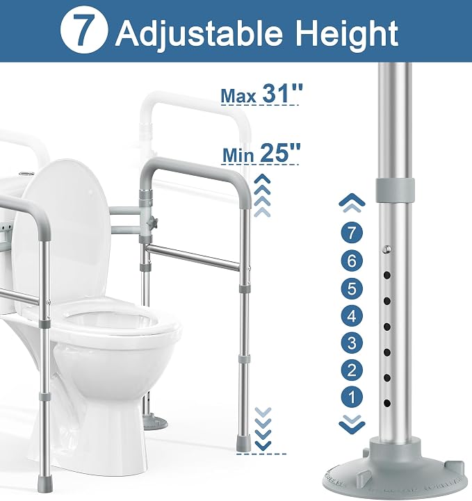 HOMLAND Toilet Safety Rails for Seniors, Adjustable Height & Width 350lb Toilet - Image 3