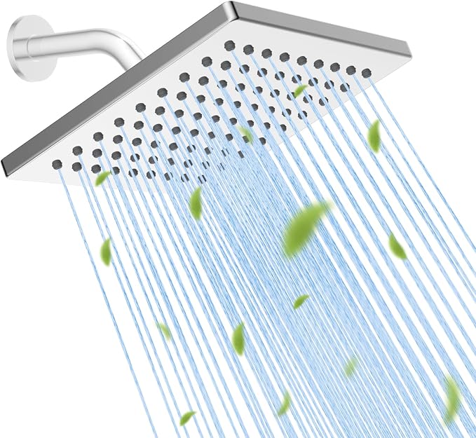 Hibbent Thickness Metal Rain Shower Head, 6 Inch High Pressure Rainfall Shower by Hibbent