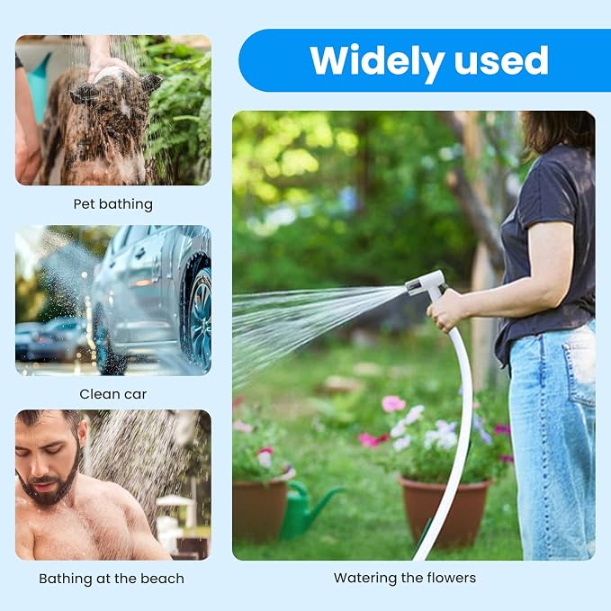 Portable Camping Shower Outdoor Camp Shower Pump, Upgrade Rechargeable Electric - Image 6