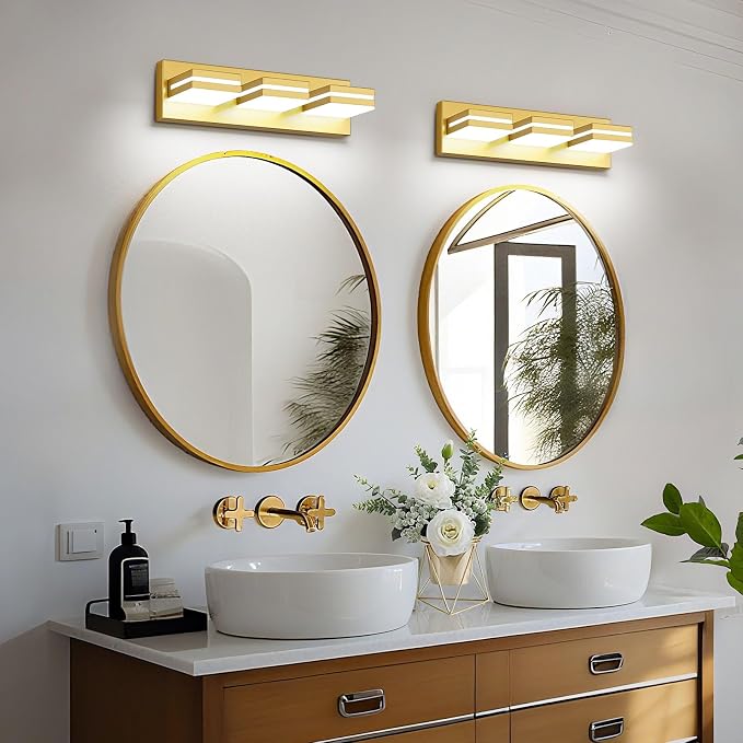Modern LED Small Bathroom Lights Fixtures, Metal Gold Acrylic Wall Lighting - Image 7