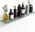 24 Inch Glass Bathroom Shelves, Chrome Polished Floating Shelves by HOMELIFE