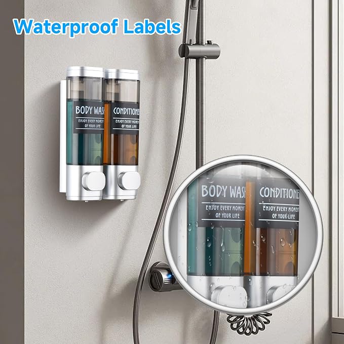 Shampoo and Conditioner Dispenser, GlintGath Shower Dispenser 2 Chamber No - Image 3