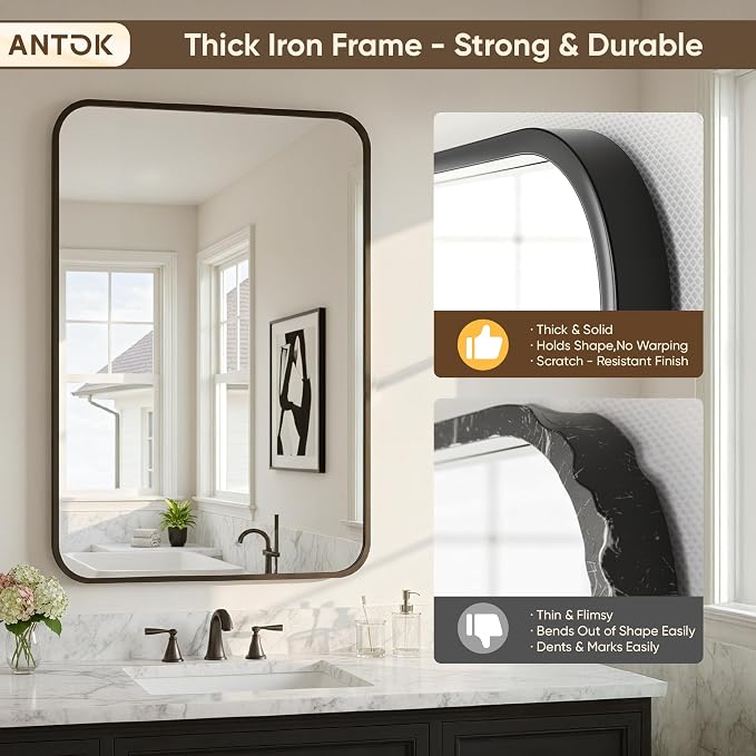 Antok 2-Pack Bathroom Mirrors, Decorative Mirror Vanity Mirror Aluminum Alloy - Image 8