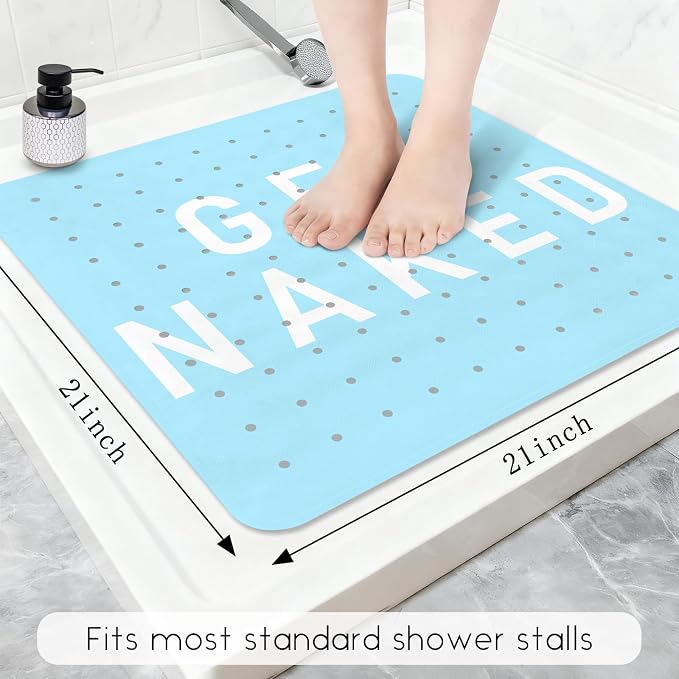 Bathtub Mat Non Slip, Get Naked Square Bath tub Mat Shower Floor Mat - Image 2