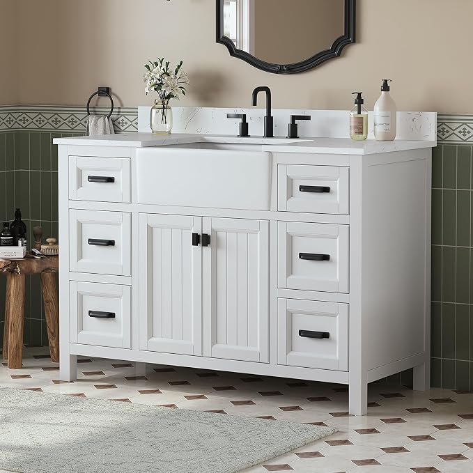 48 Inch Bathroom Vanity with Apron Farm Sink, Single Sink Bathroom Vanity - Image 7