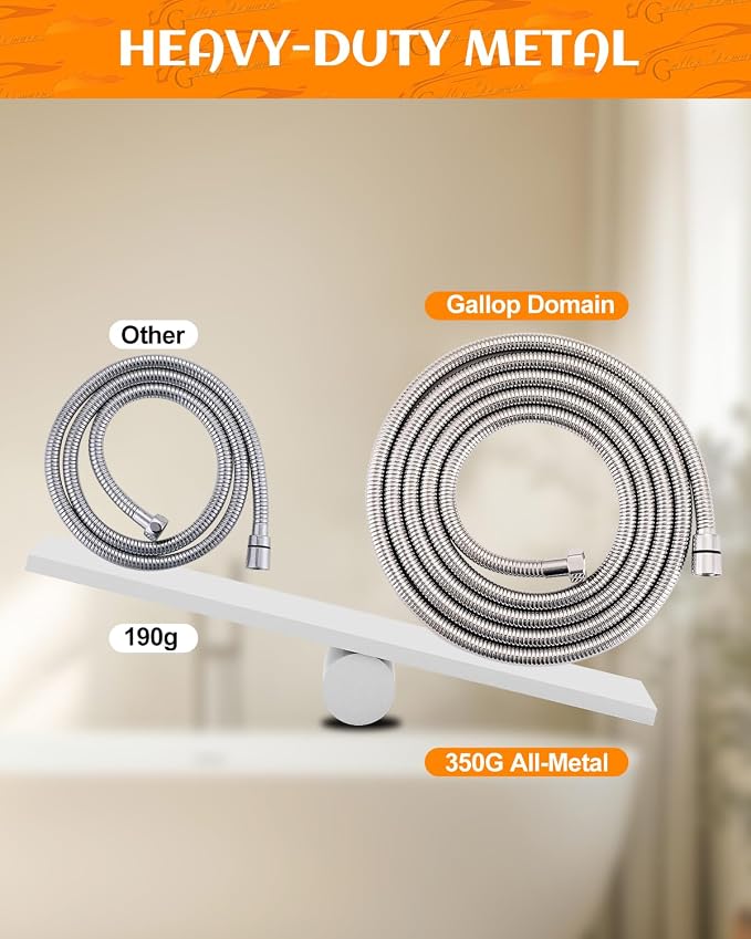 Shower Hose Replacement 118 Inches, Nickel Flexible Extra Long Shower Hose - Image 5