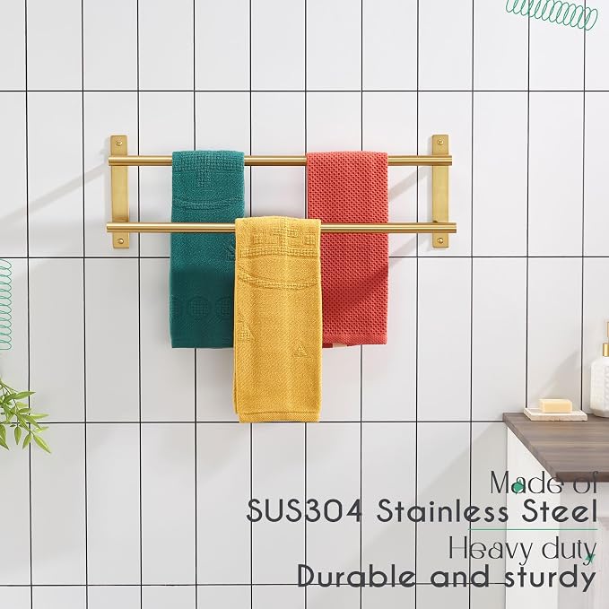 KOKOSIRI 20 Inch Bathroom Towel Racks Double Towel Bar Bath Towel Holder Towel - Image 4