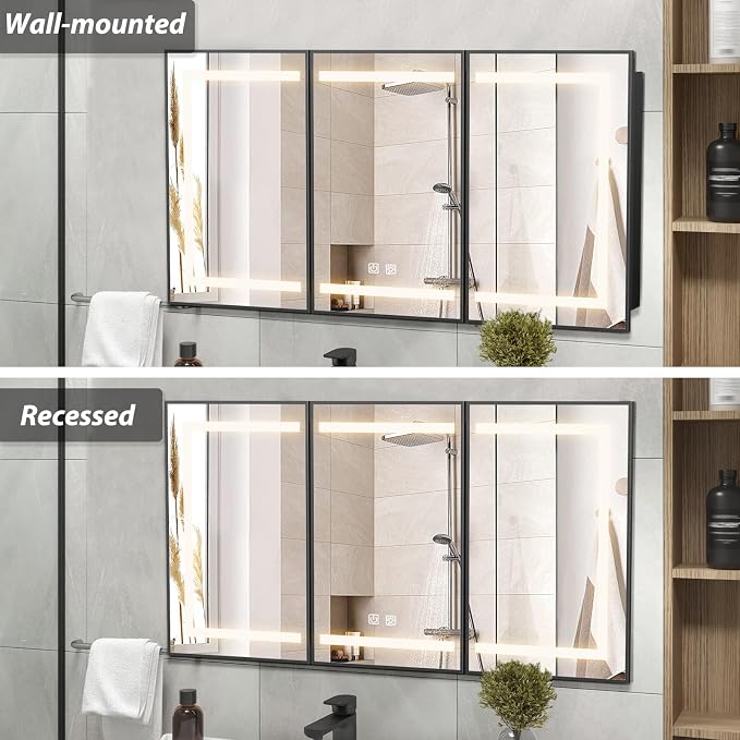 APRILSOUL 48X32 Inch Black Bathroom Medicine Cabinet - Image 3
