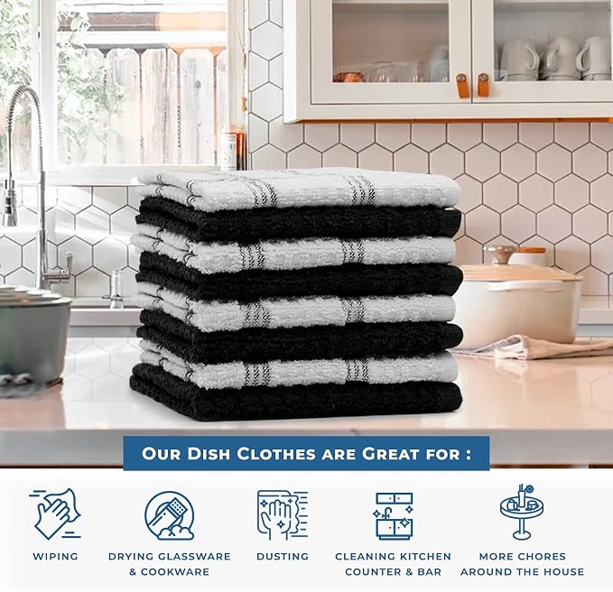 DAN RIVER Premium Dish Cloth 100% Cotton 12 X 12 Inches |Pack of 8|-Ultra Soft - Image 5