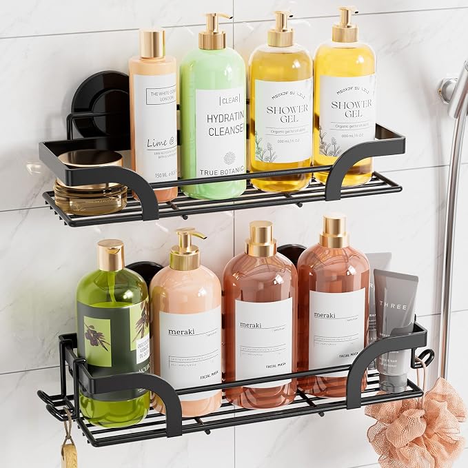 TAILI Shower Caddy Suction Cup 2 Pack, Heavy Duty Bathroom Basket, Bath Shelves by TAILI
