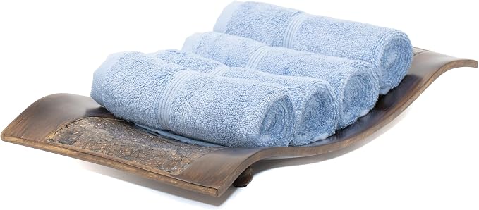 Mosobam Luxury Turkish Towels Set of 4 Washcloths 13X13 Allure Blue 700 GSM by Mosobam
